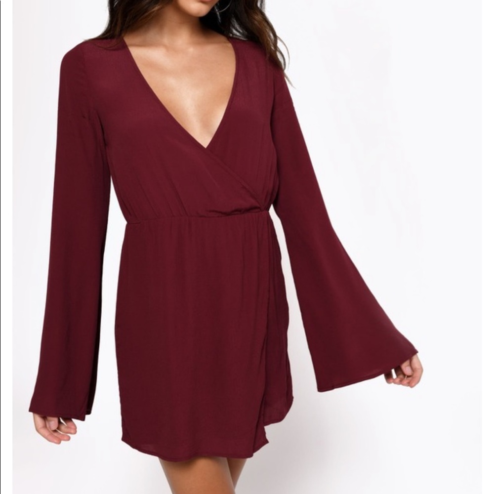 tobi wine wrap dress